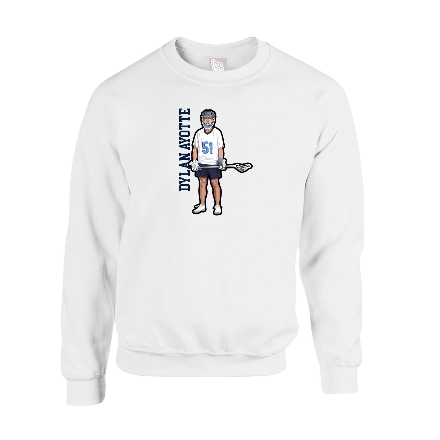 Fleece Crew — Name Vertical in White