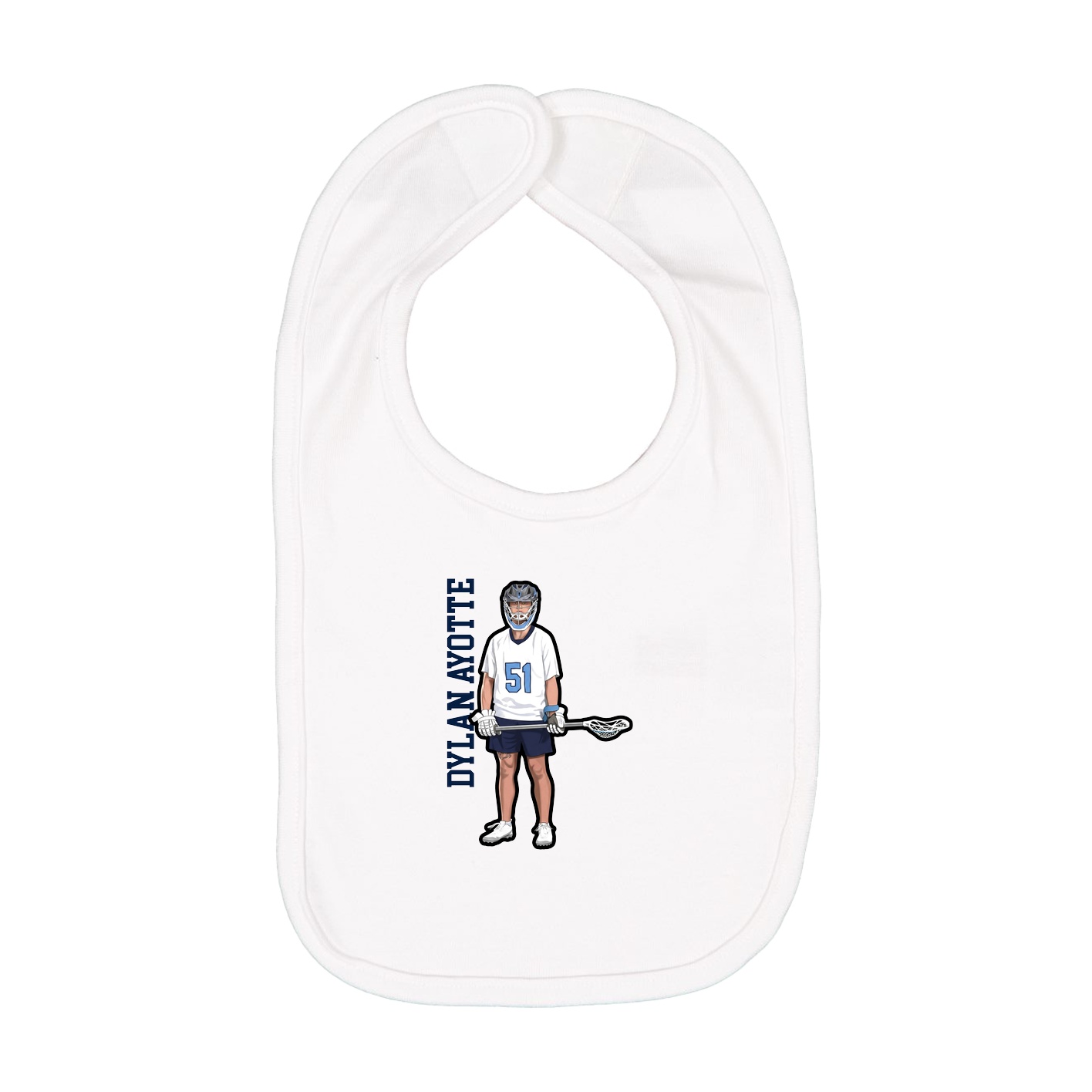 Infant Bib — Name Vertical in White
