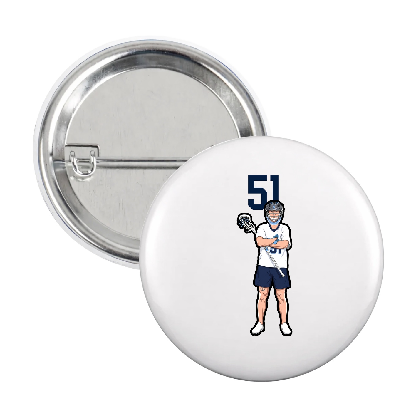 Game Day Button — Number Top in White