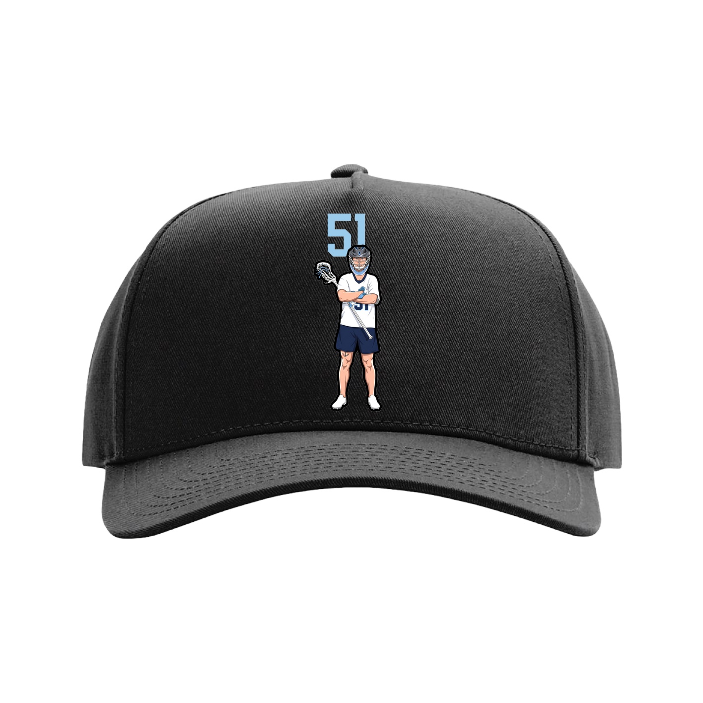 Full Fabric Five-Panel Champ Cap — Number Top in Black