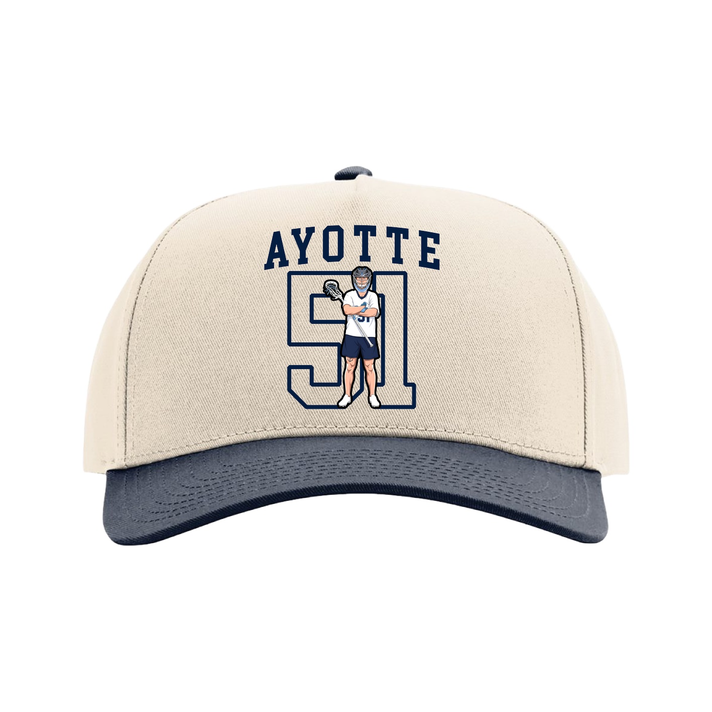 Full Fabric Five-Panel Champ Cap — Shirsey in Cream/Navy