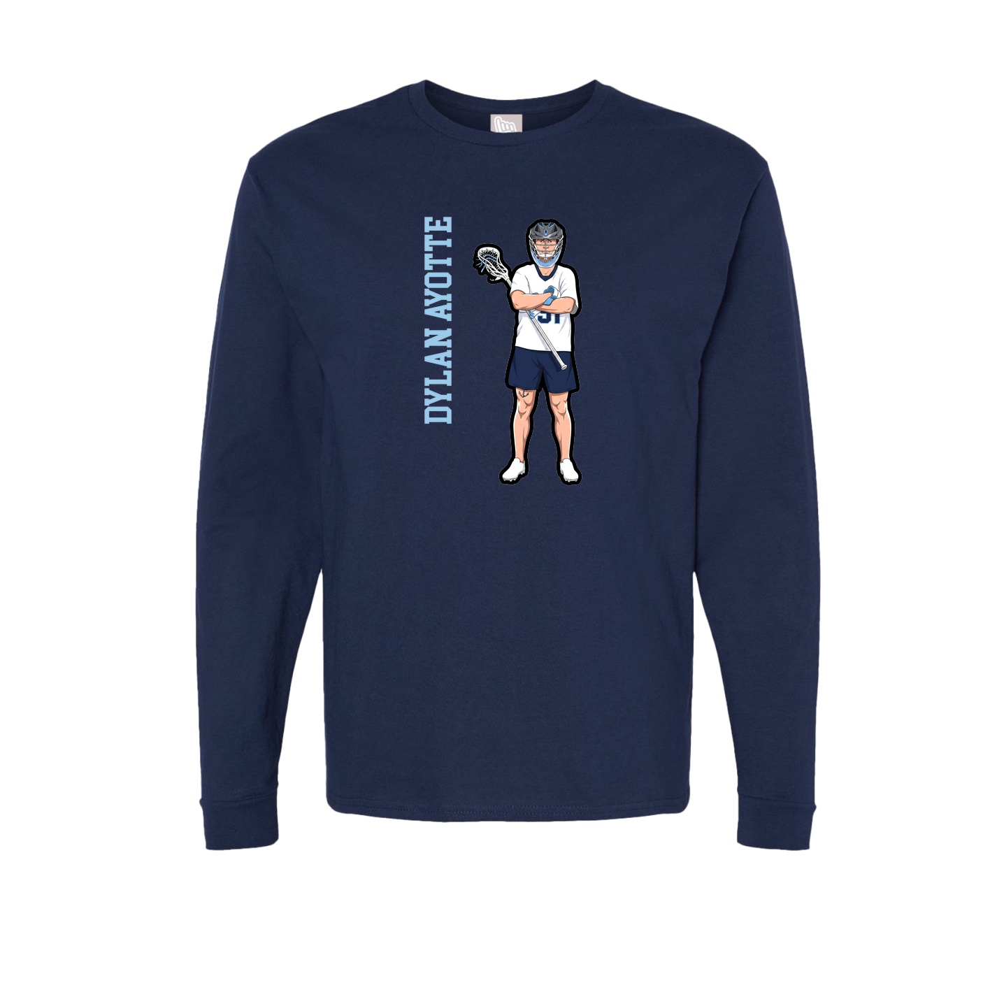 Long Sleeve Tee — Name Vertical in Navy