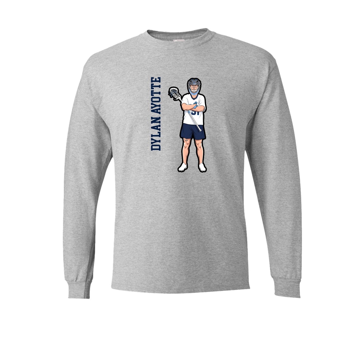 Long Sleeve Tee — Name Vertical in Grey
