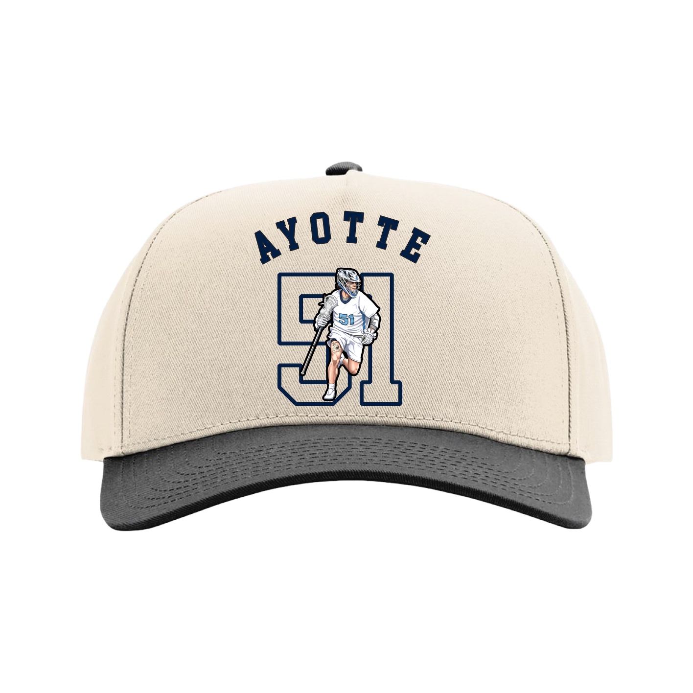 Full Fabric Five-Panel Champ Cap — Shirsey Arch in Cream/Black
