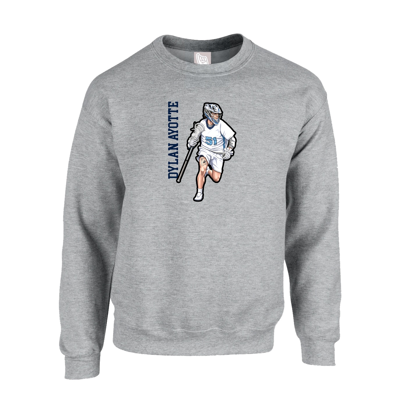 Fleece Crew — Name Vertical in Grey