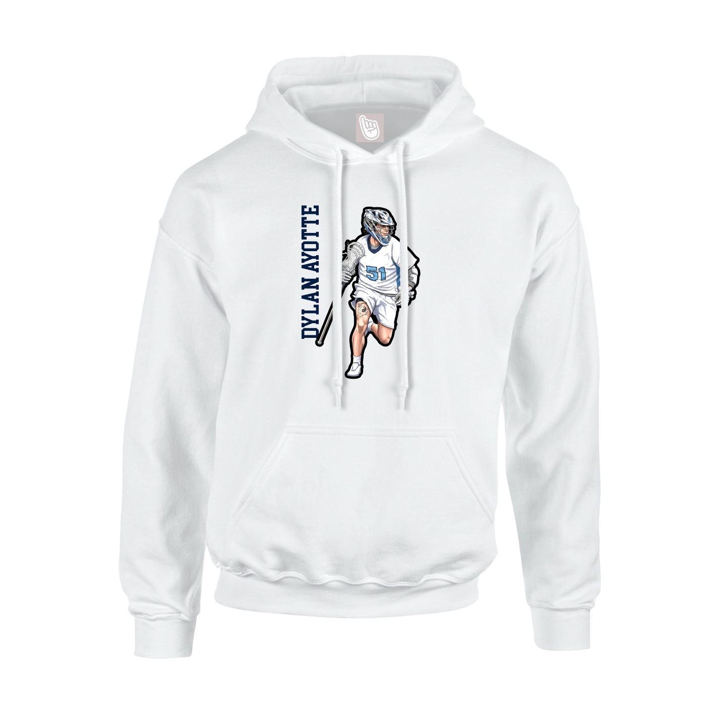 Youth Hoodie — Name Vertical in White