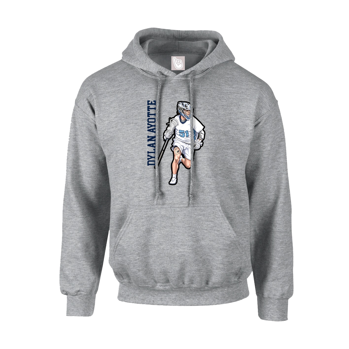 Youth Hoodie — Name Vertical in Grey