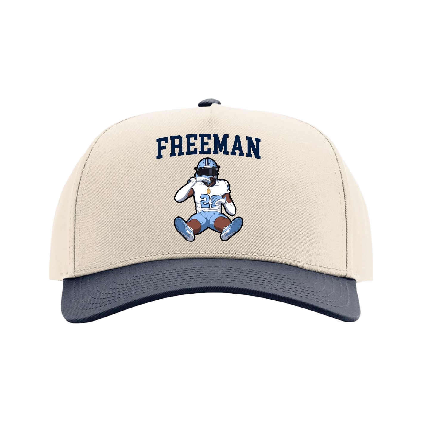 Full Fabric Five-Panel Champ Cap — Shirsey in Cream/Navy