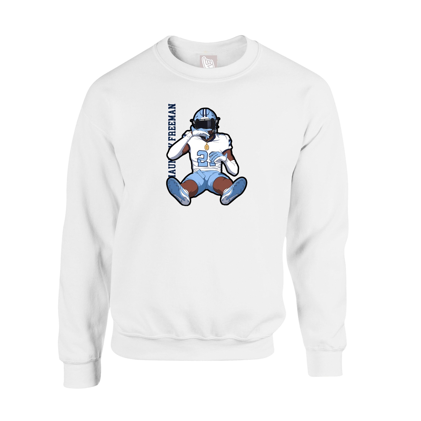 Fleece Crew — Name Vertical in White