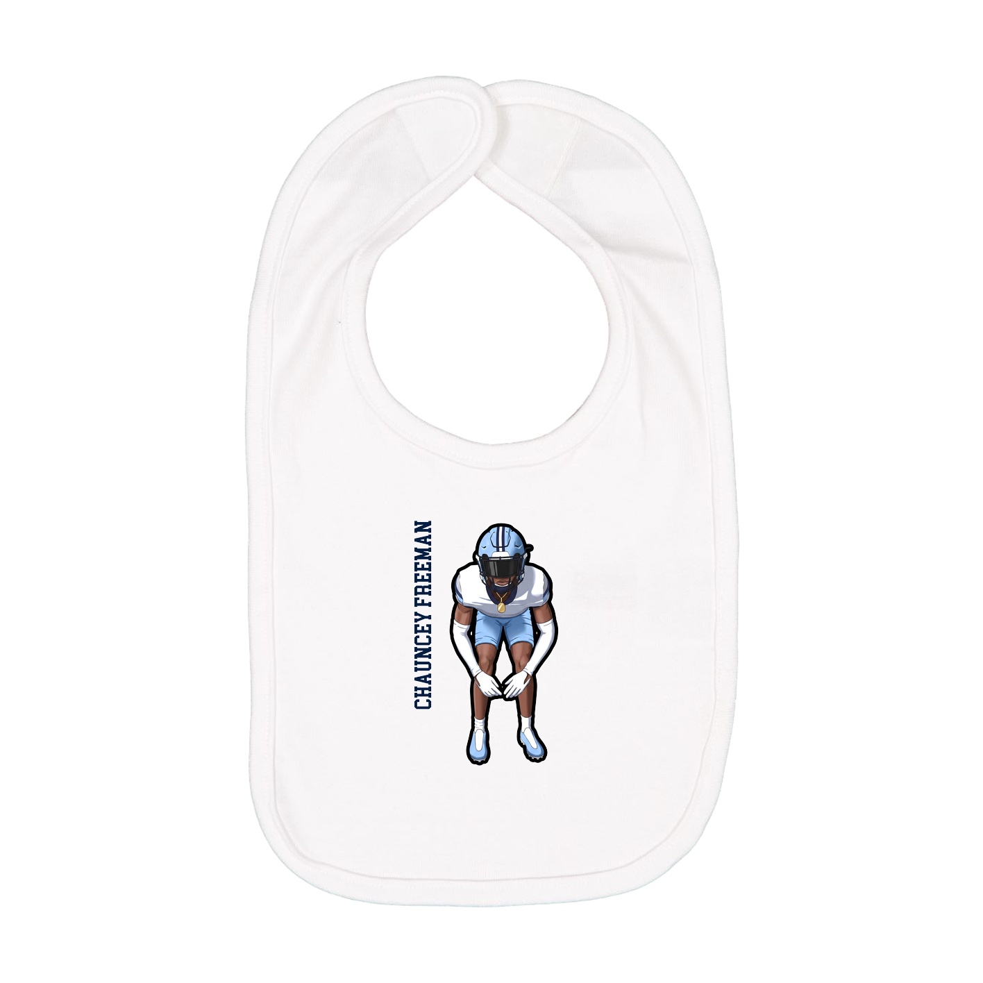 Infant Bib — Name Vertical in White