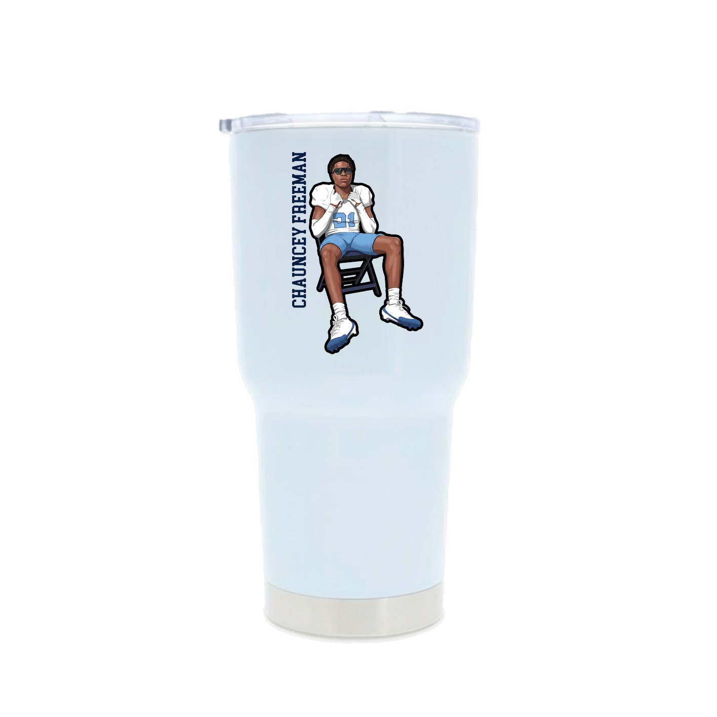 30oz Stainless Steel Tumbler — Name Vertical in White