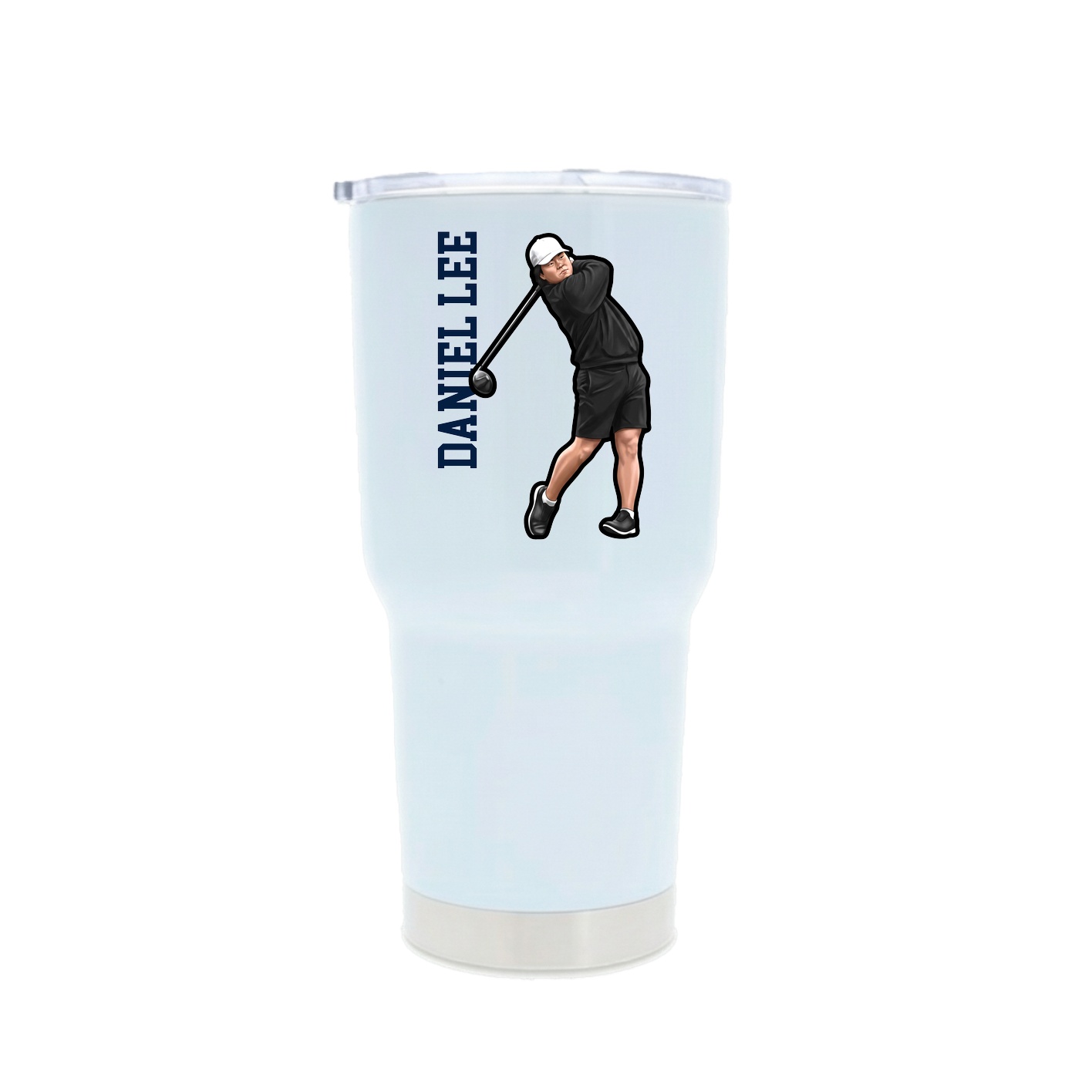 30oz Stainless Steel Tumbler — Name Vertical in White