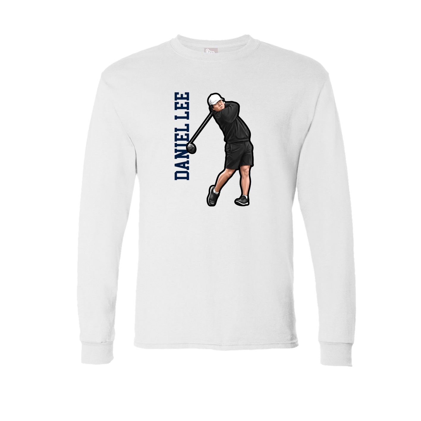 Long Sleeve Tee — Name Vertical in White