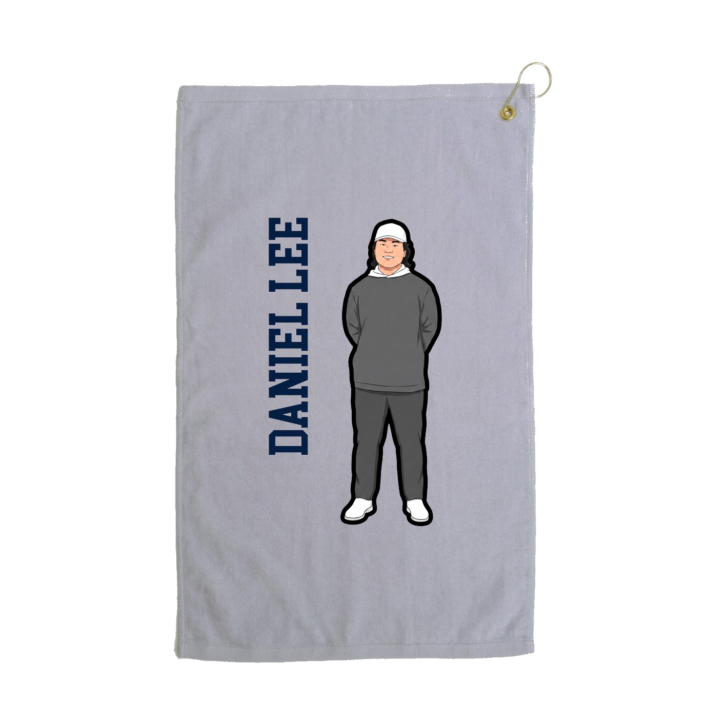 Golf Towel — Name Vertical in Grey