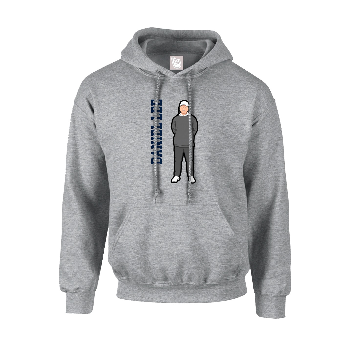 Hoodie — Name Vertical in Grey