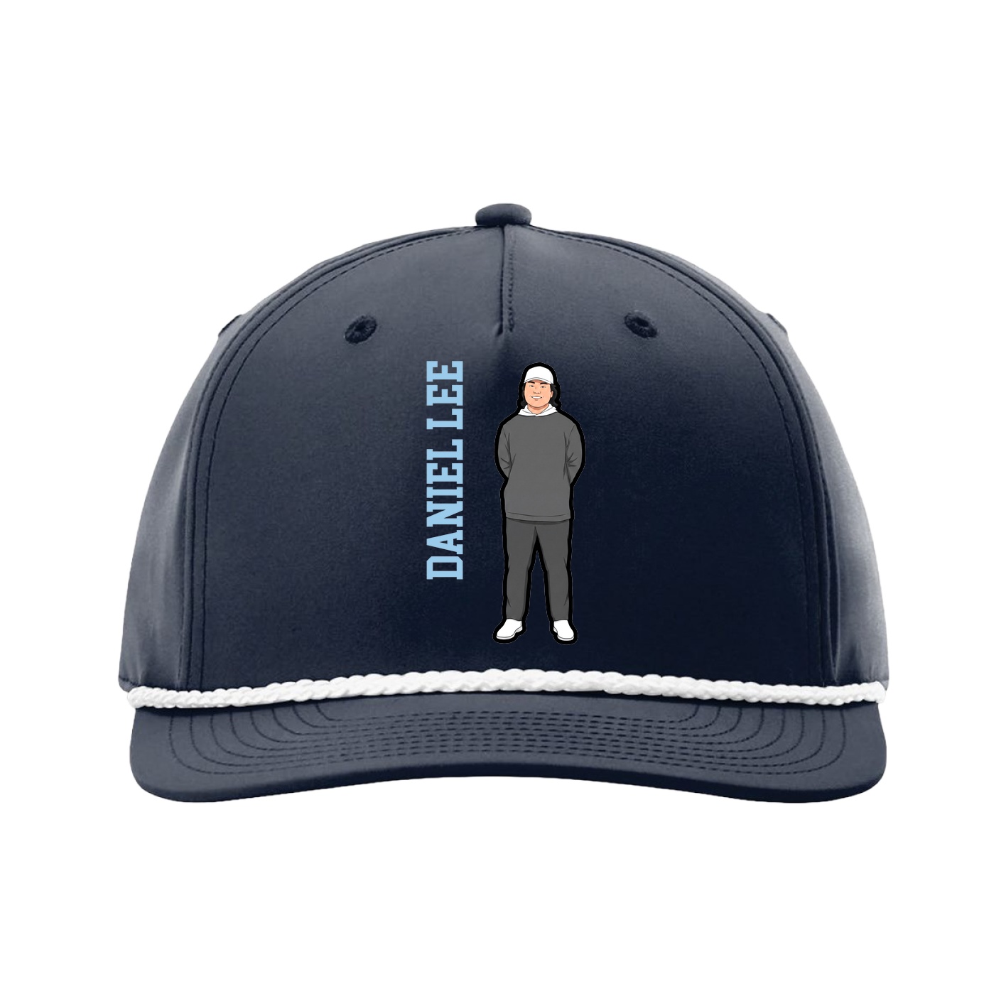 Five-Panel Classic Rope Cap — Name Vertical in Navy