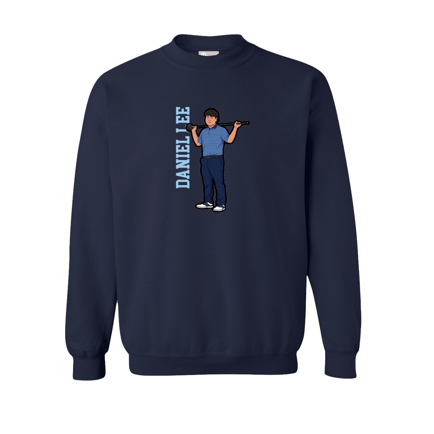 Fleece Crew — Name Vertical in Navy