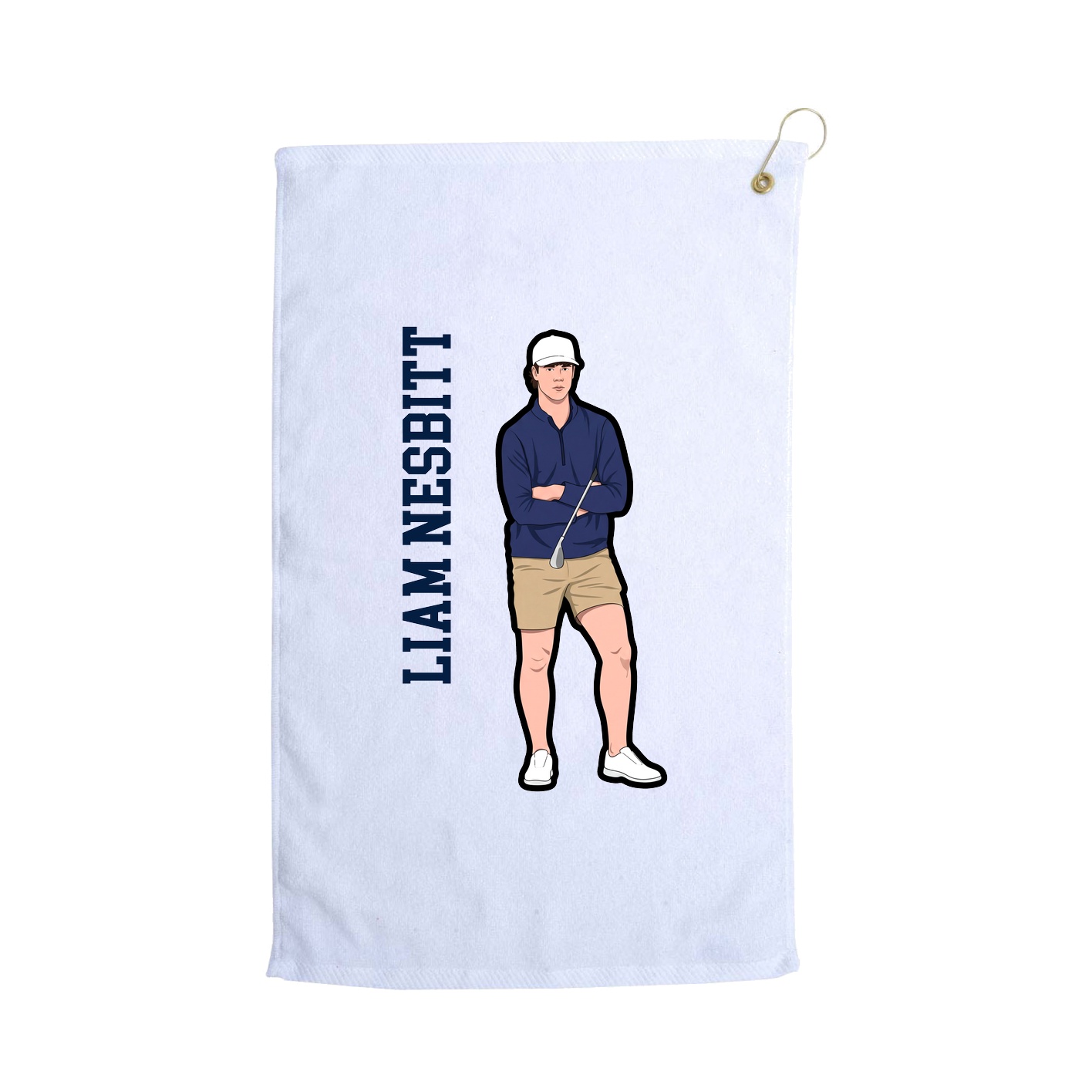 Golf Towel — Name Vertical in White