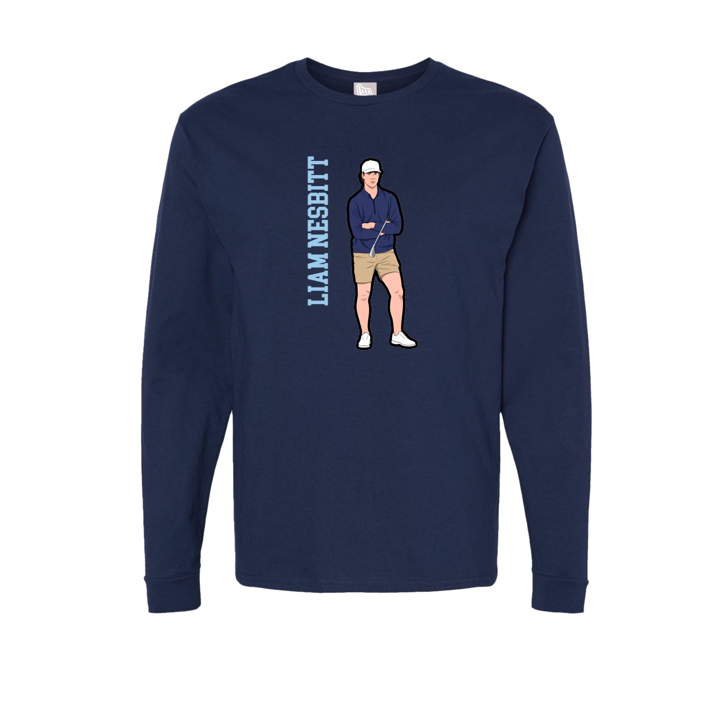 Long Sleeve Tee — Name Vertical in Navy