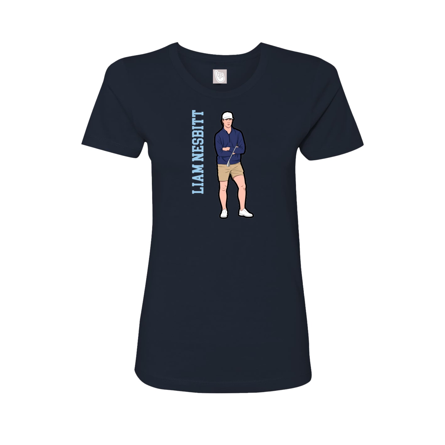 Fitted Women's Tee — Name Vertical in Navy