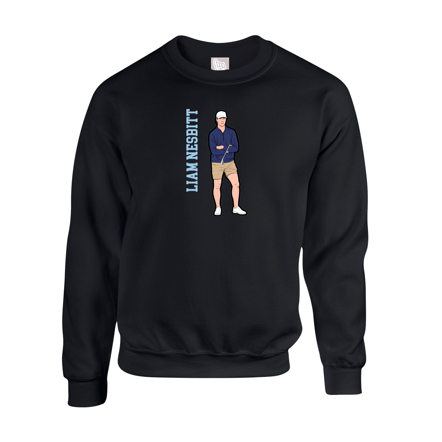 Fleece Crew — Name Vertical in Black