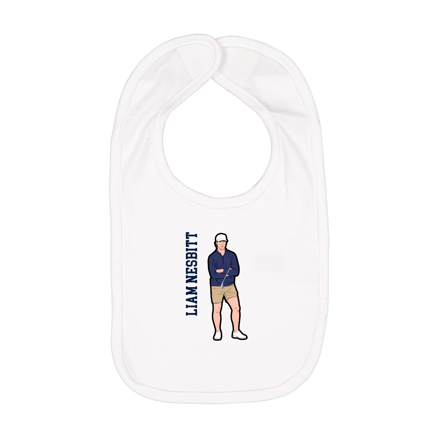 Infant Bib — Name Vertical in White