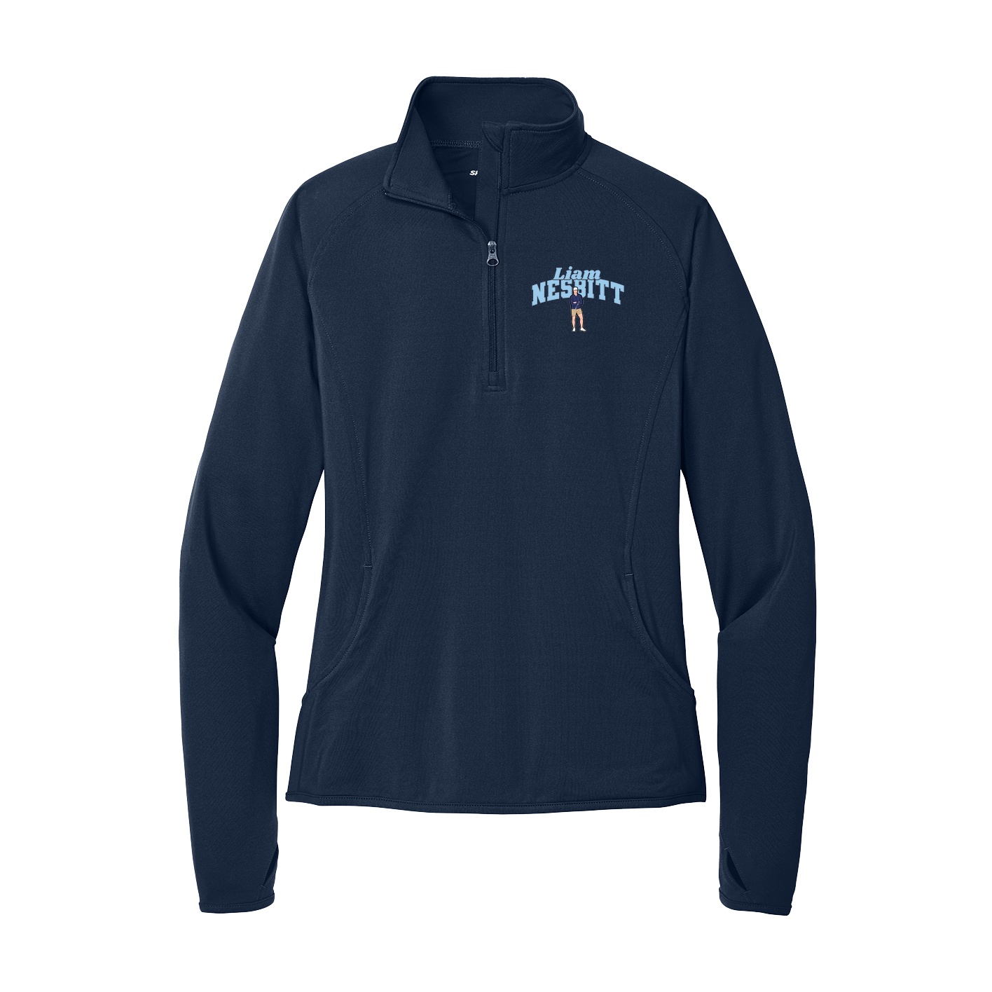 Women's Q-Zip Pullover — Signature Arch in Navy