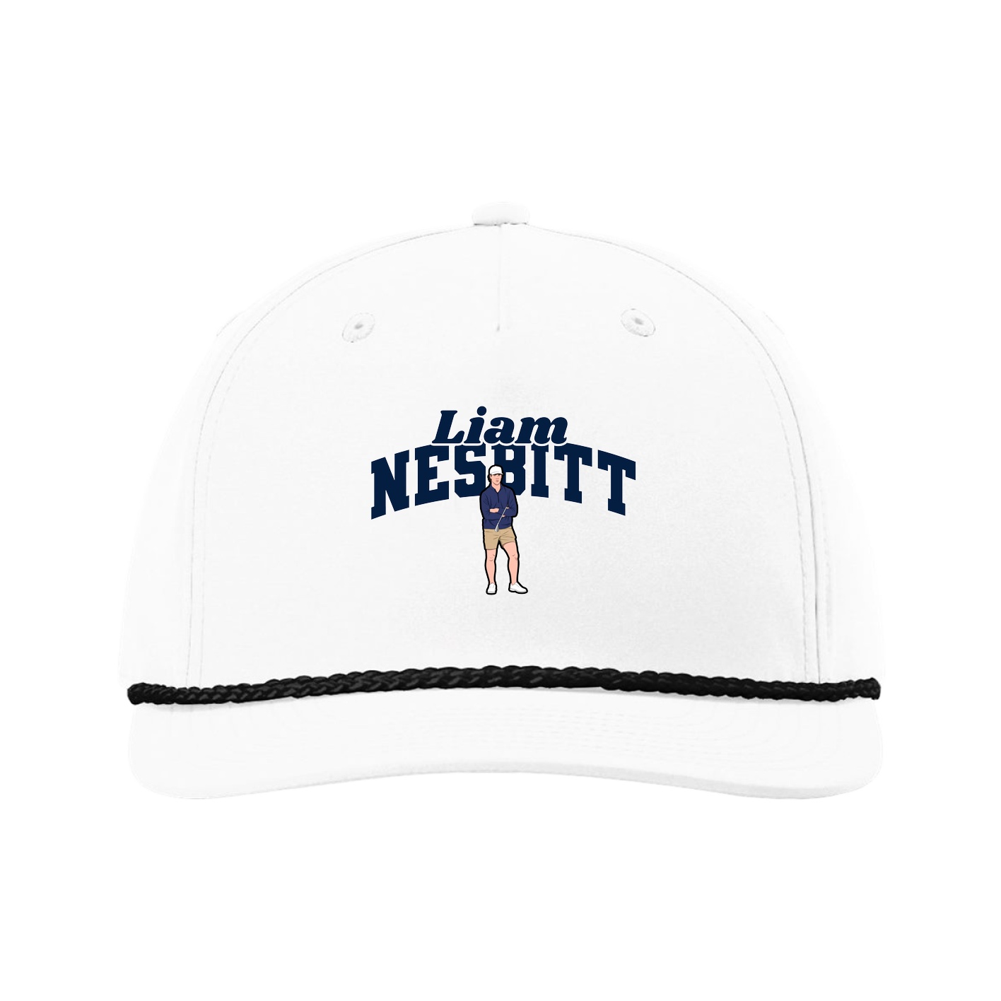 Five-Panel Classic Rope Cap — Signature Arch in White