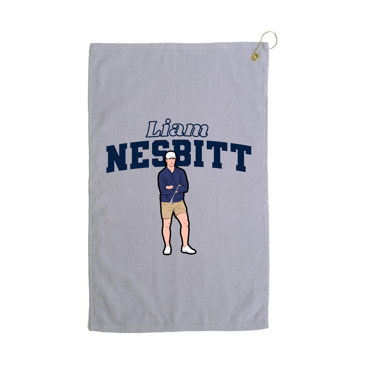 Golf Towel — Name Arch in Grey
