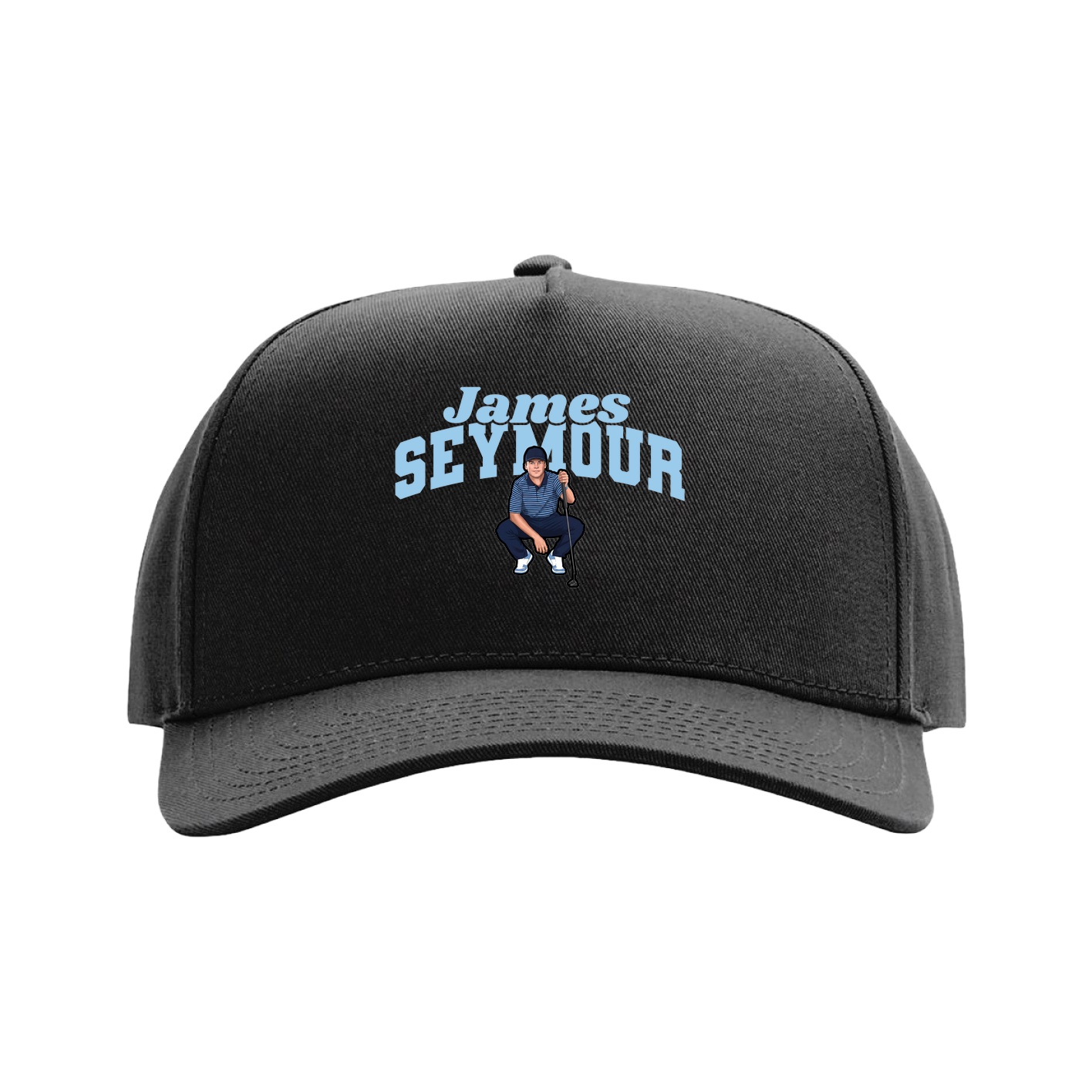 Full Fabric Five-Panel Champ Cap — Signature Arch in Black