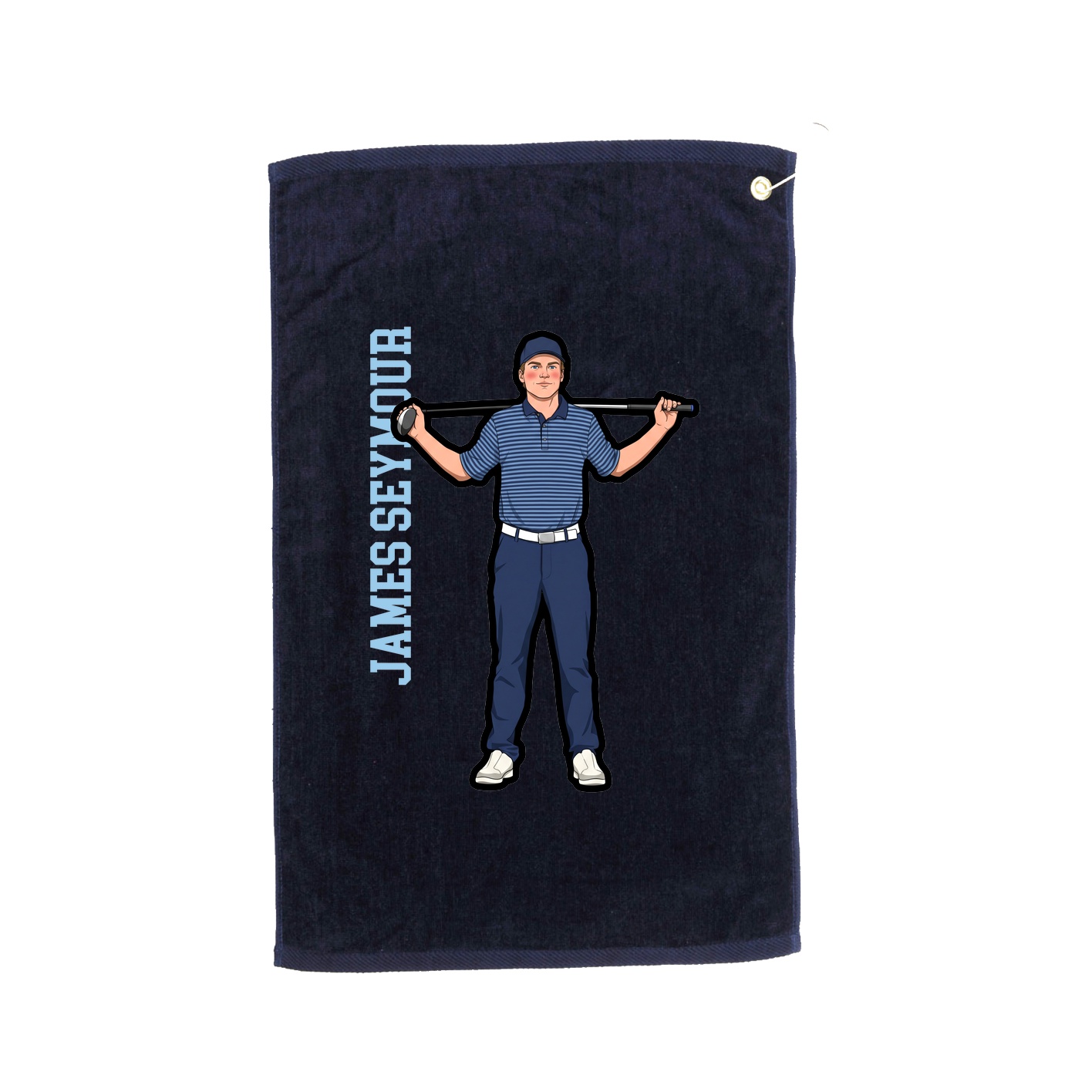 Golf Towel — Name Vertical in Navy