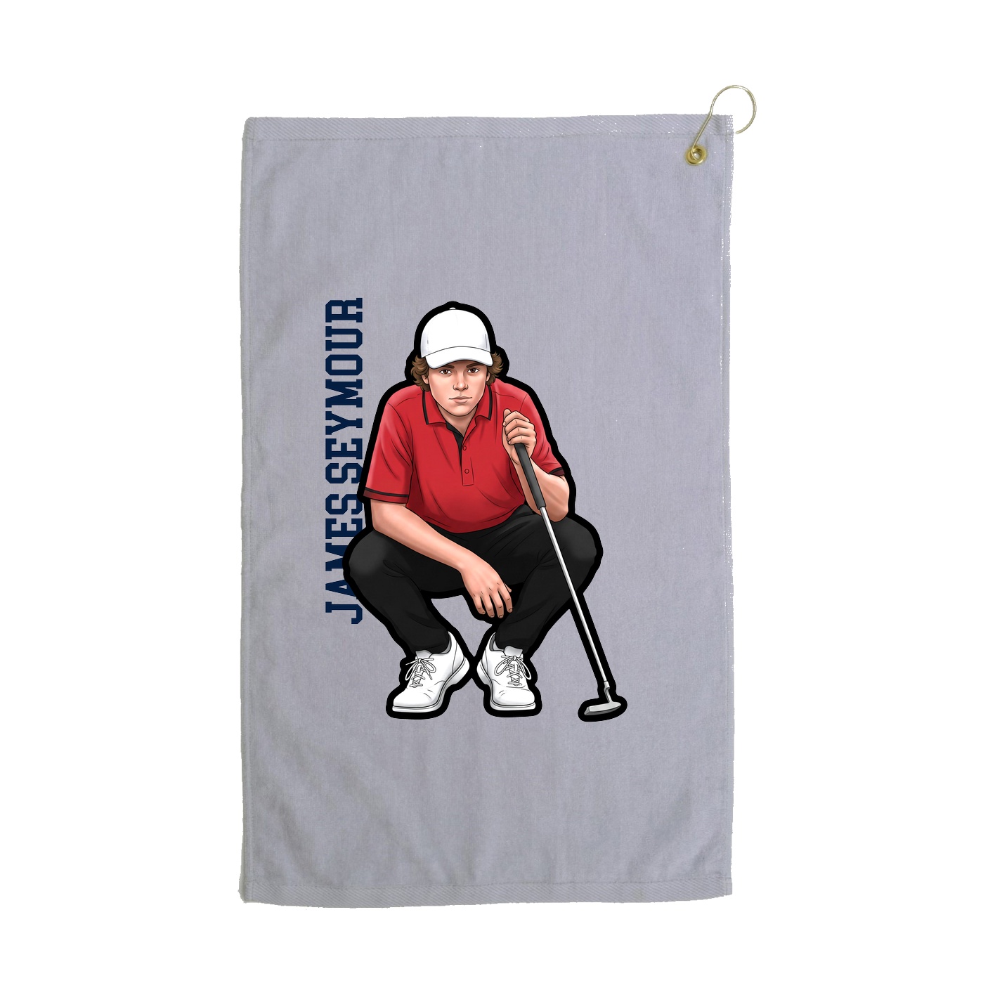 Golf Towel — Name Vertical in Grey