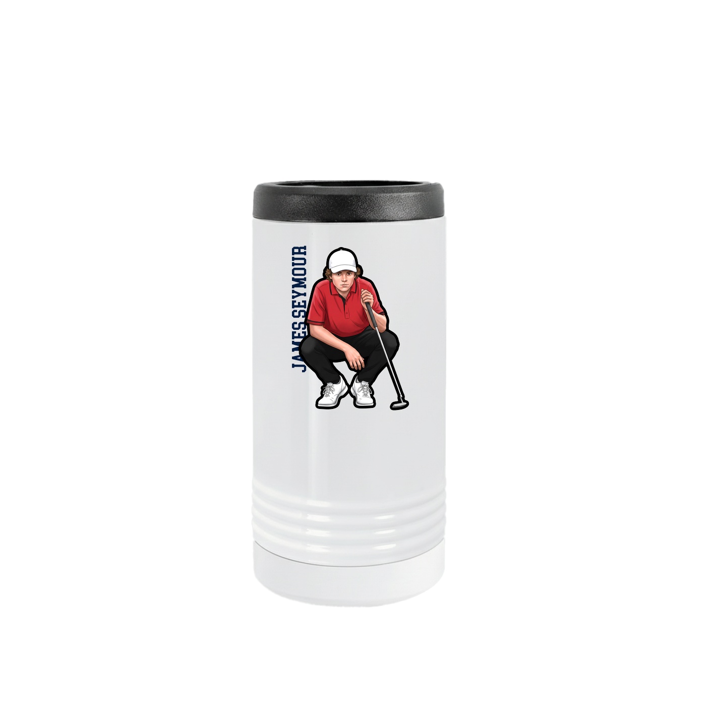 Slim Beverage Holder — Name Vertical in White