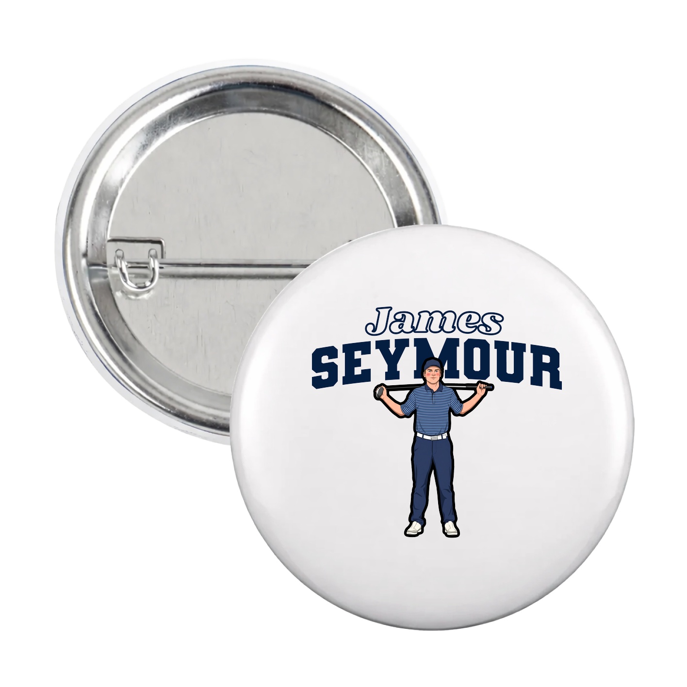 Game Day Button — Name Arch in White