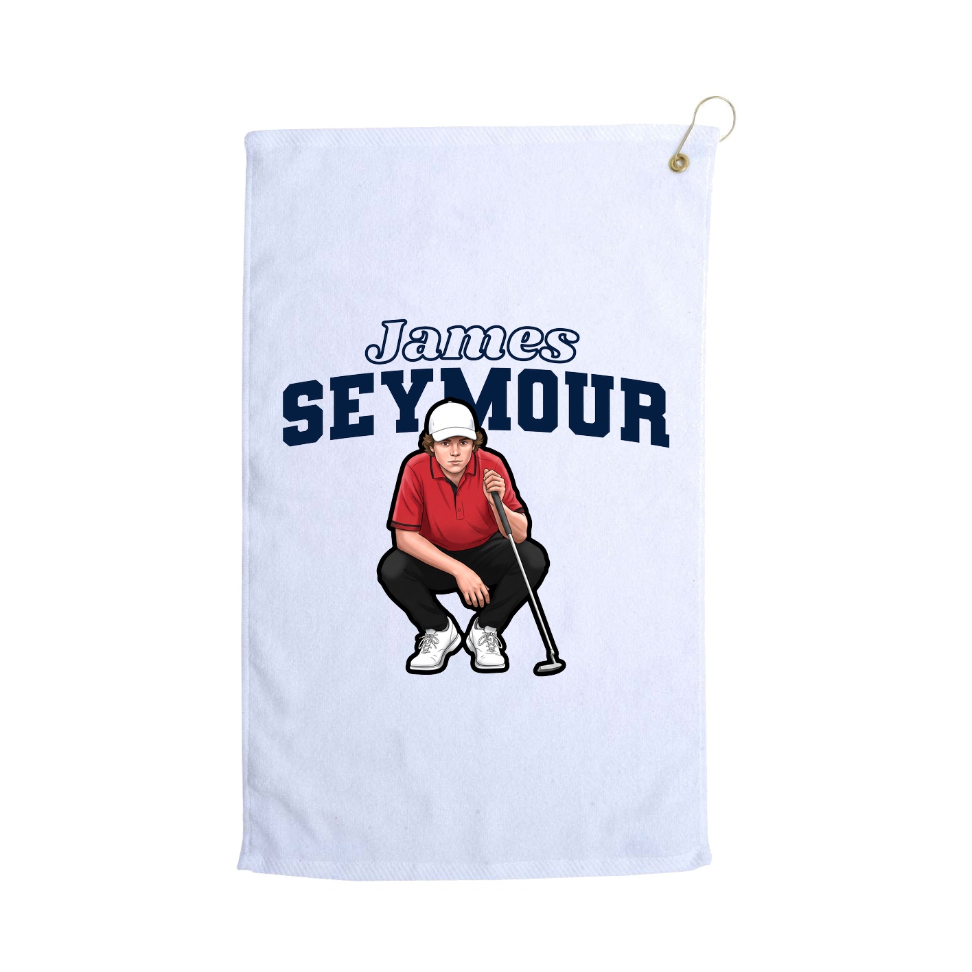 Golf Towel — Name Arch in White