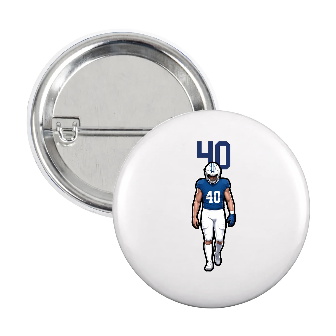 Game Day Button — Number Top in White