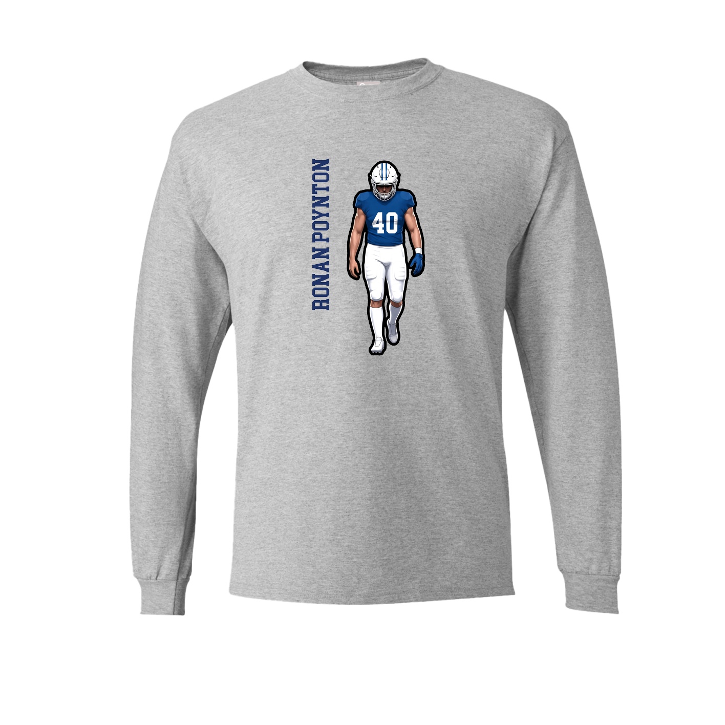 Long Sleeve Tee — Name Vertical in Grey
