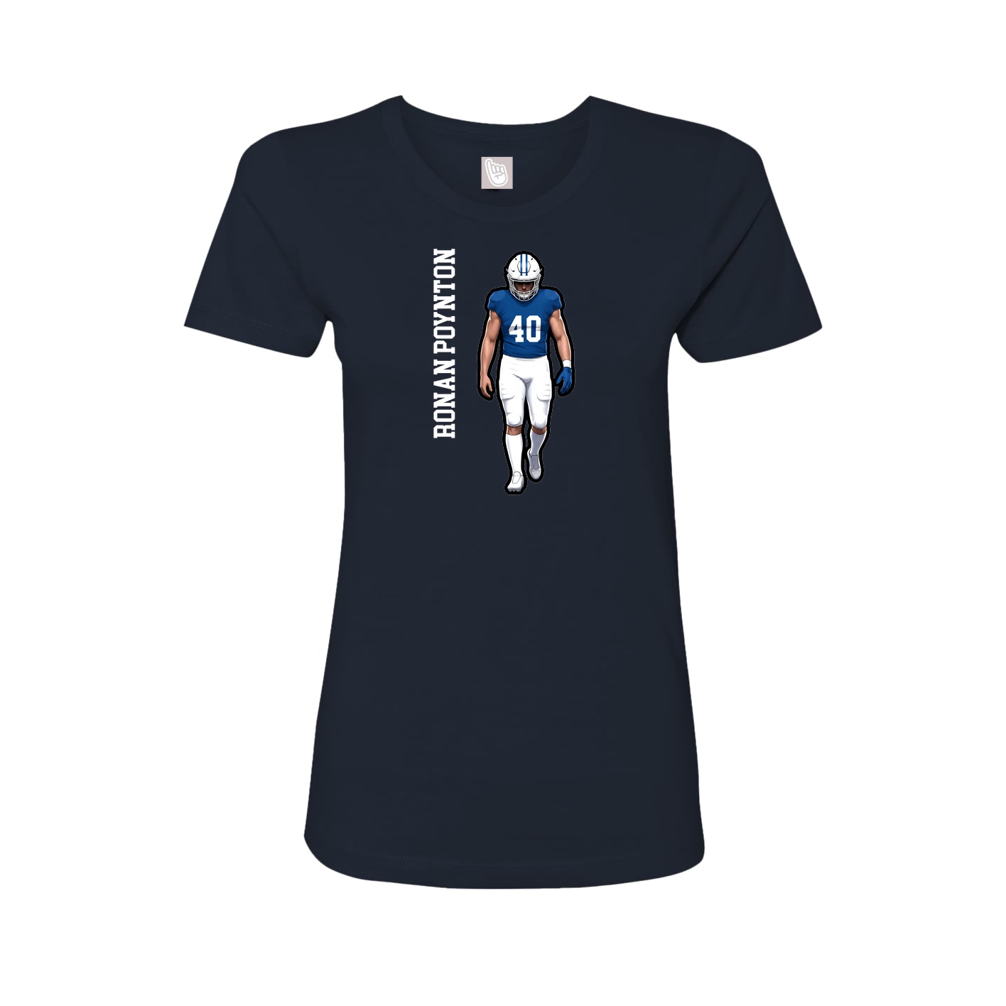 Fitted Women's Tee — Name Vertical in Navy