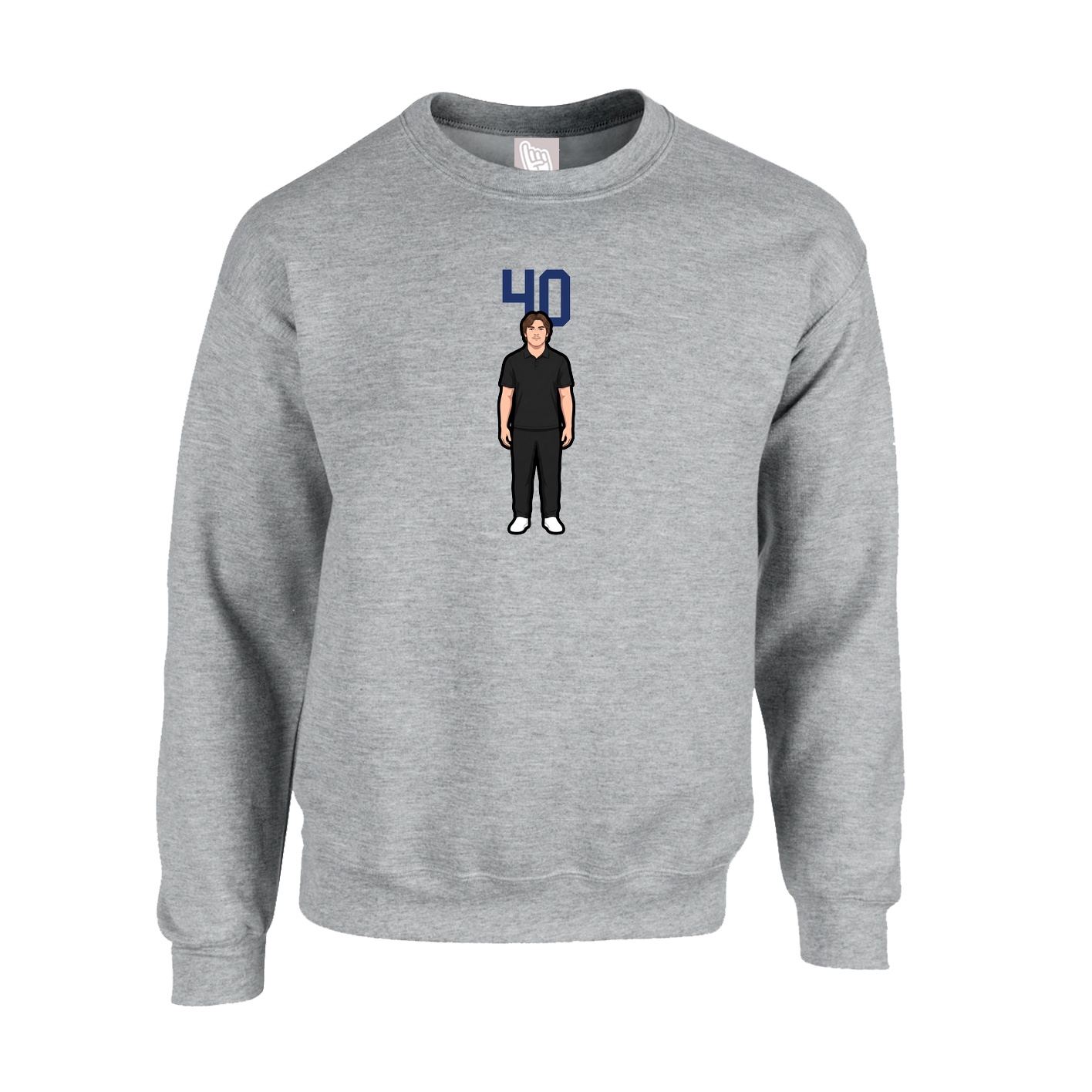 Fleece Crew — Number Top in Grey