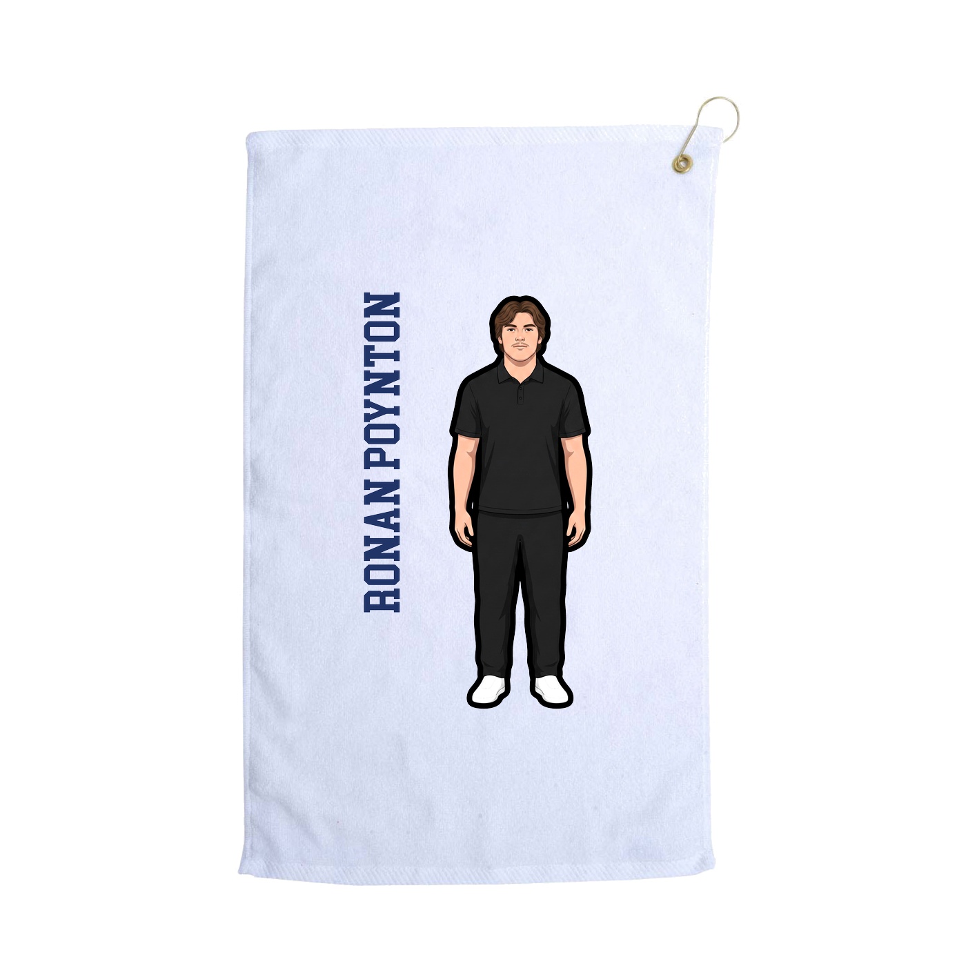 Golf Towel — Name Vertical in White
