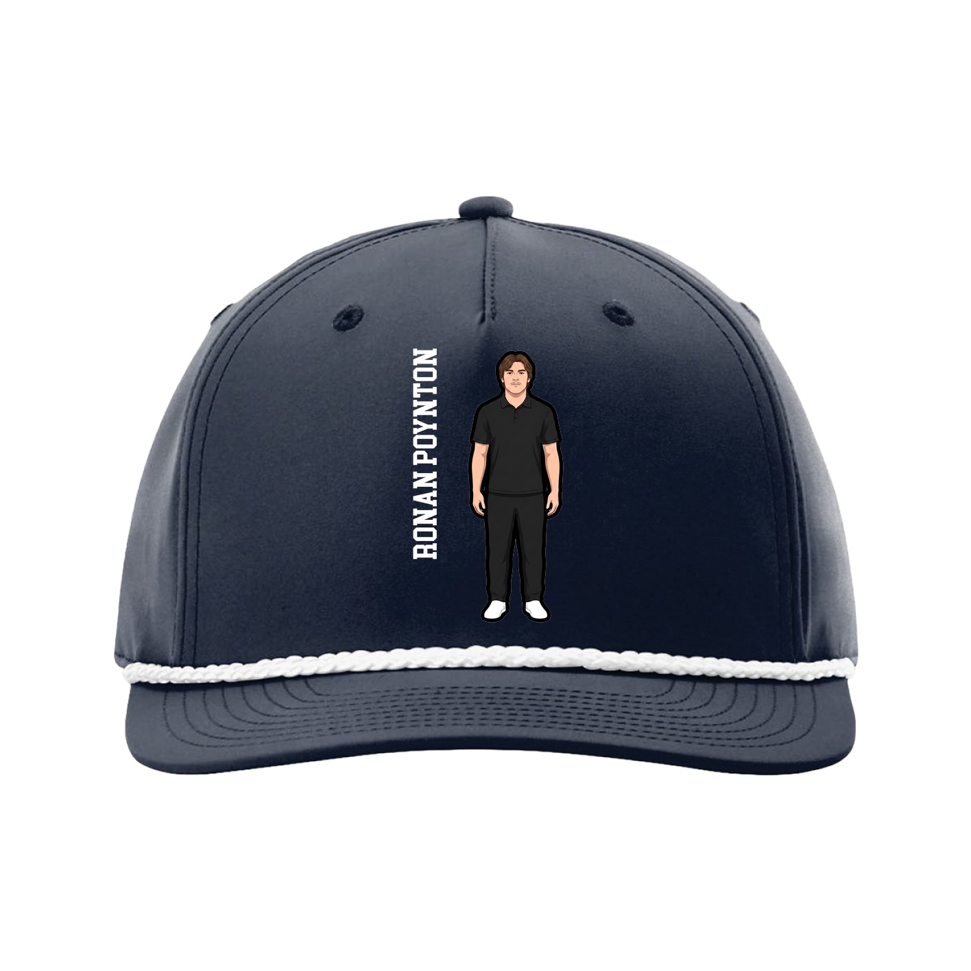 Five-Panel Classic Rope Cap — Name Vertical in Navy