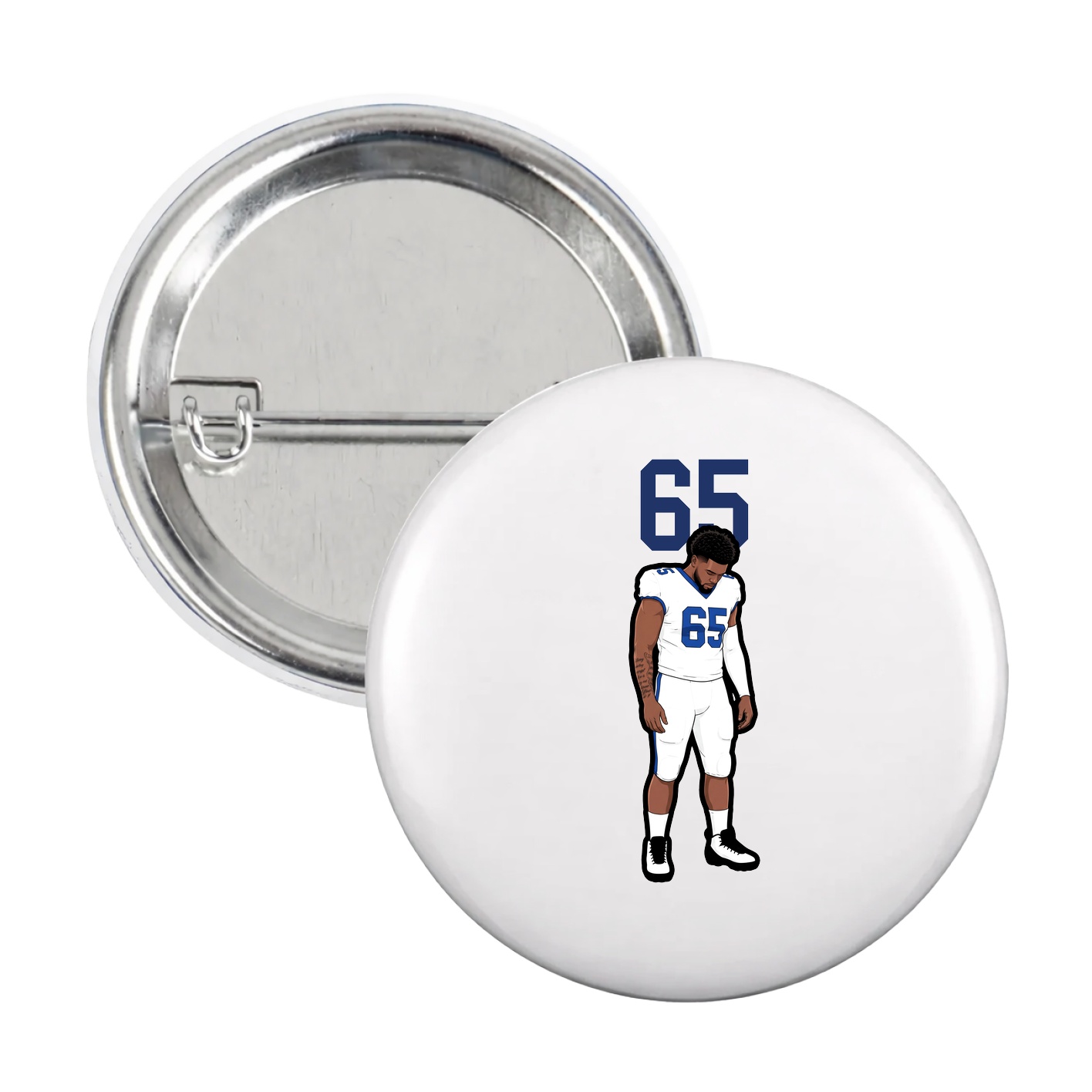 Game Day Button — Number Top in White