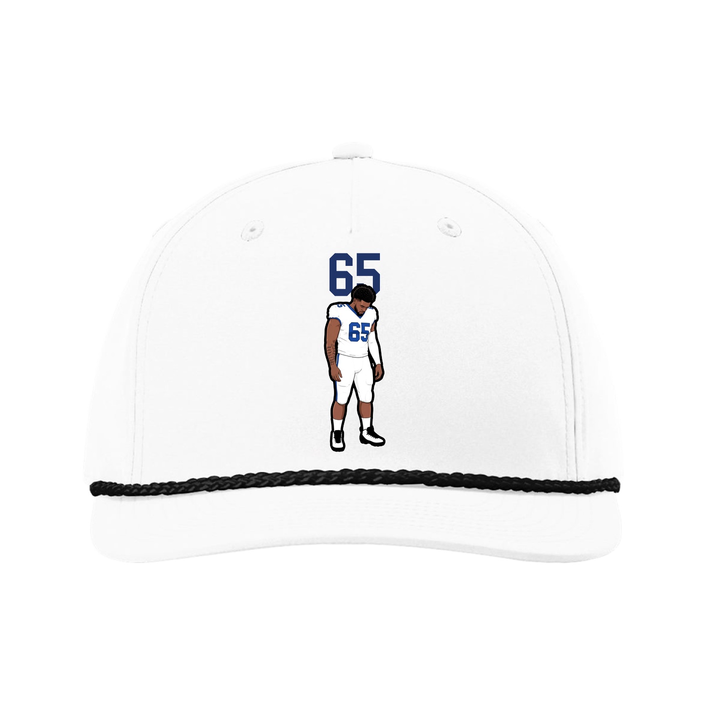 Five-Panel Classic Rope Cap — Number Top in White