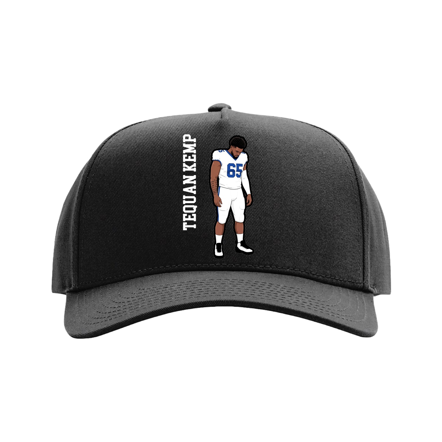 Full Fabric Five-Panel Champ Cap — Name Vertical in Black