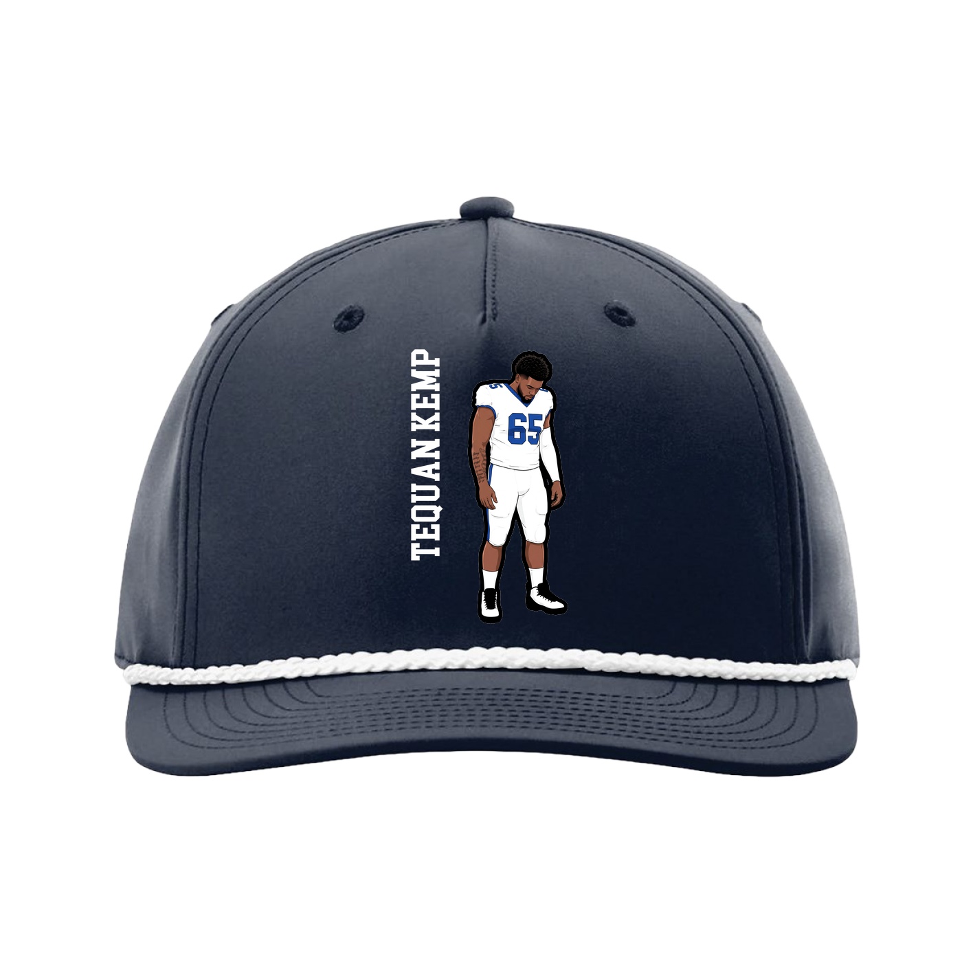 Five-Panel Classic Rope Cap — Name Vertical in Navy
