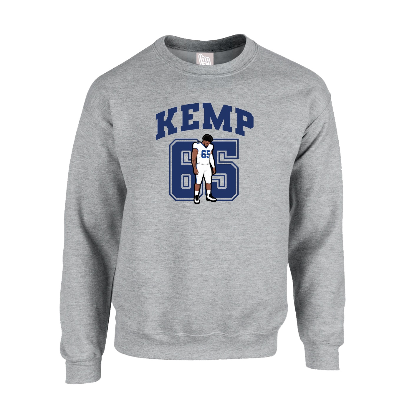 Fleece Crew — Number in Grey