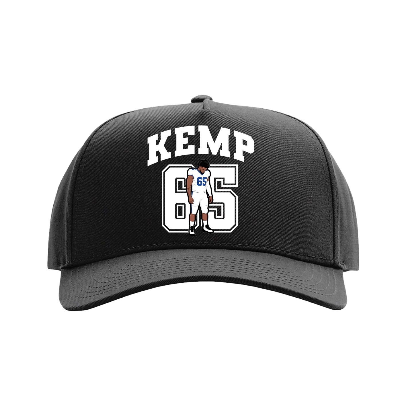 Full Fabric Five-Panel Champ Cap — Number in Black