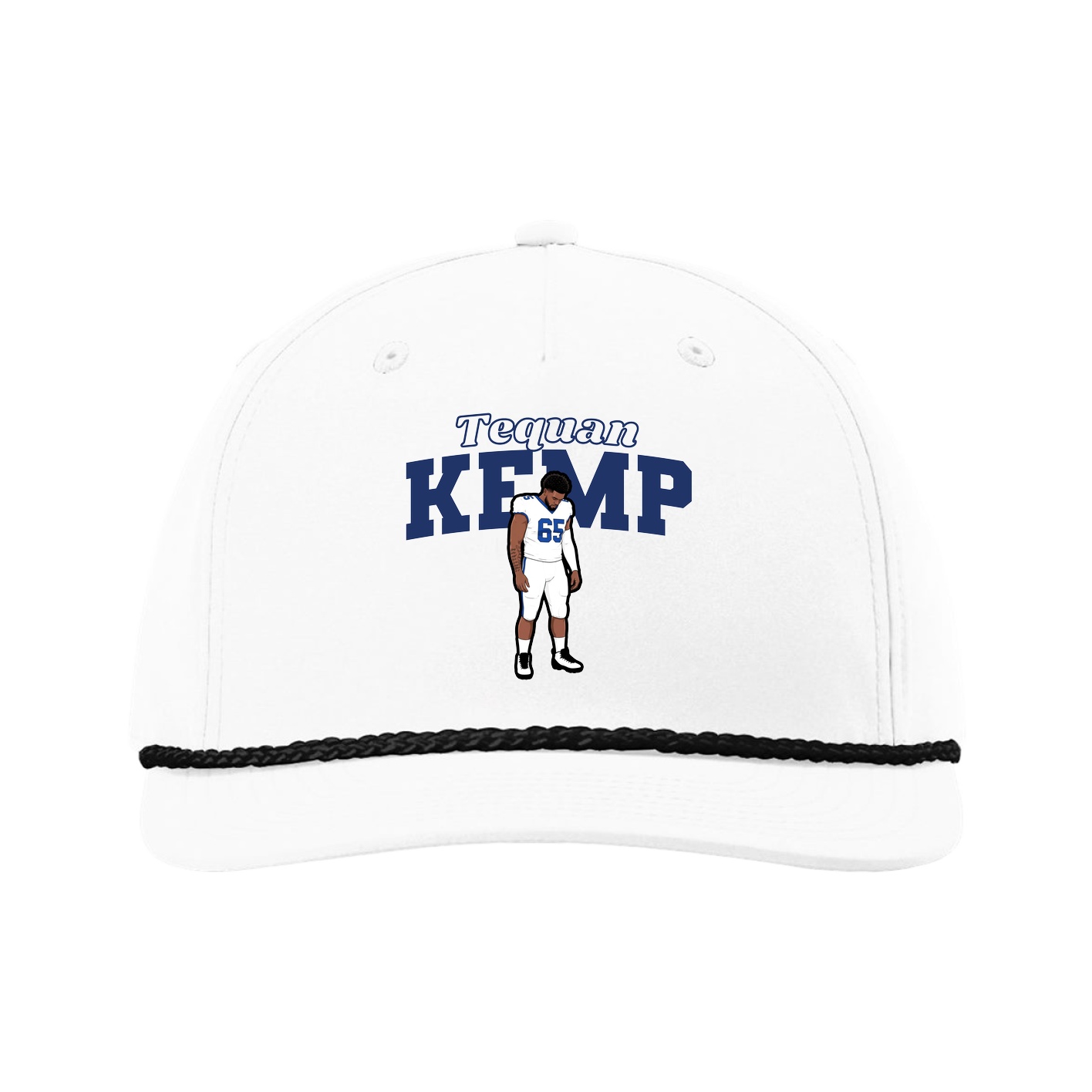 Five-Panel Classic Rope Cap — Name Arch in White