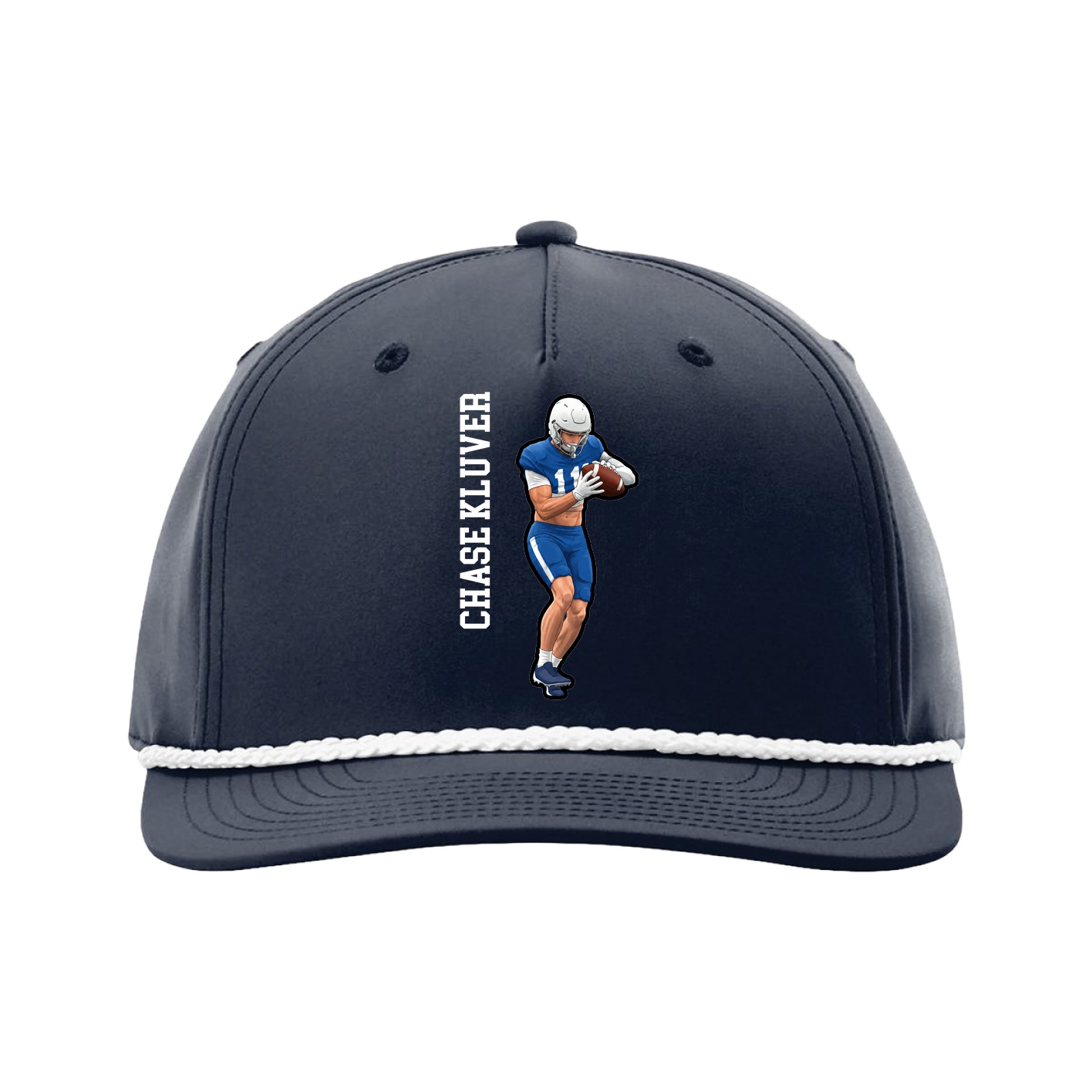 Five-Panel Classic Rope Cap — Name Vertical in Navy