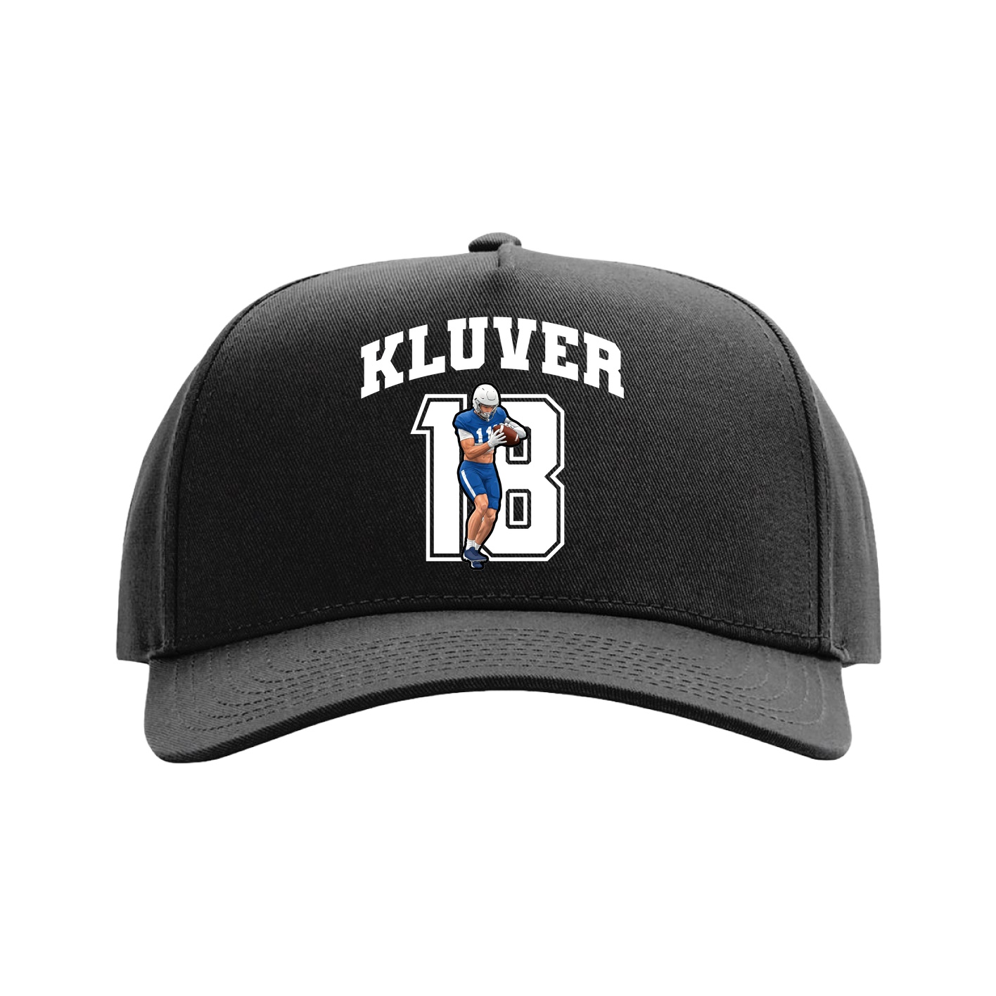 Full Fabric Five-Panel Champ Cap — Number in Black